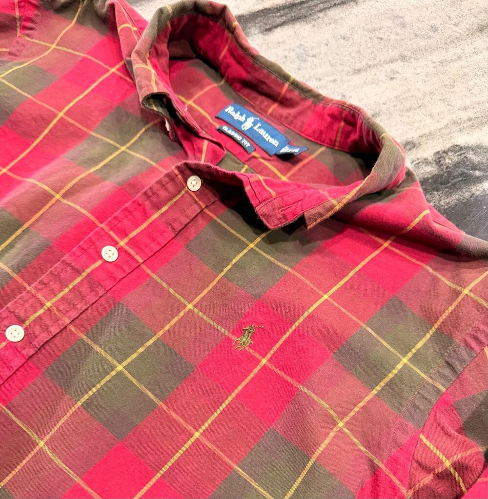 Polo Ralph Lauren Shirt Mens XXL Classic Fit Red Green Tartan Preppy Pony